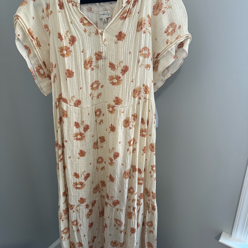 Wonderly Cream and Orange Dolman Sleeve Sundress